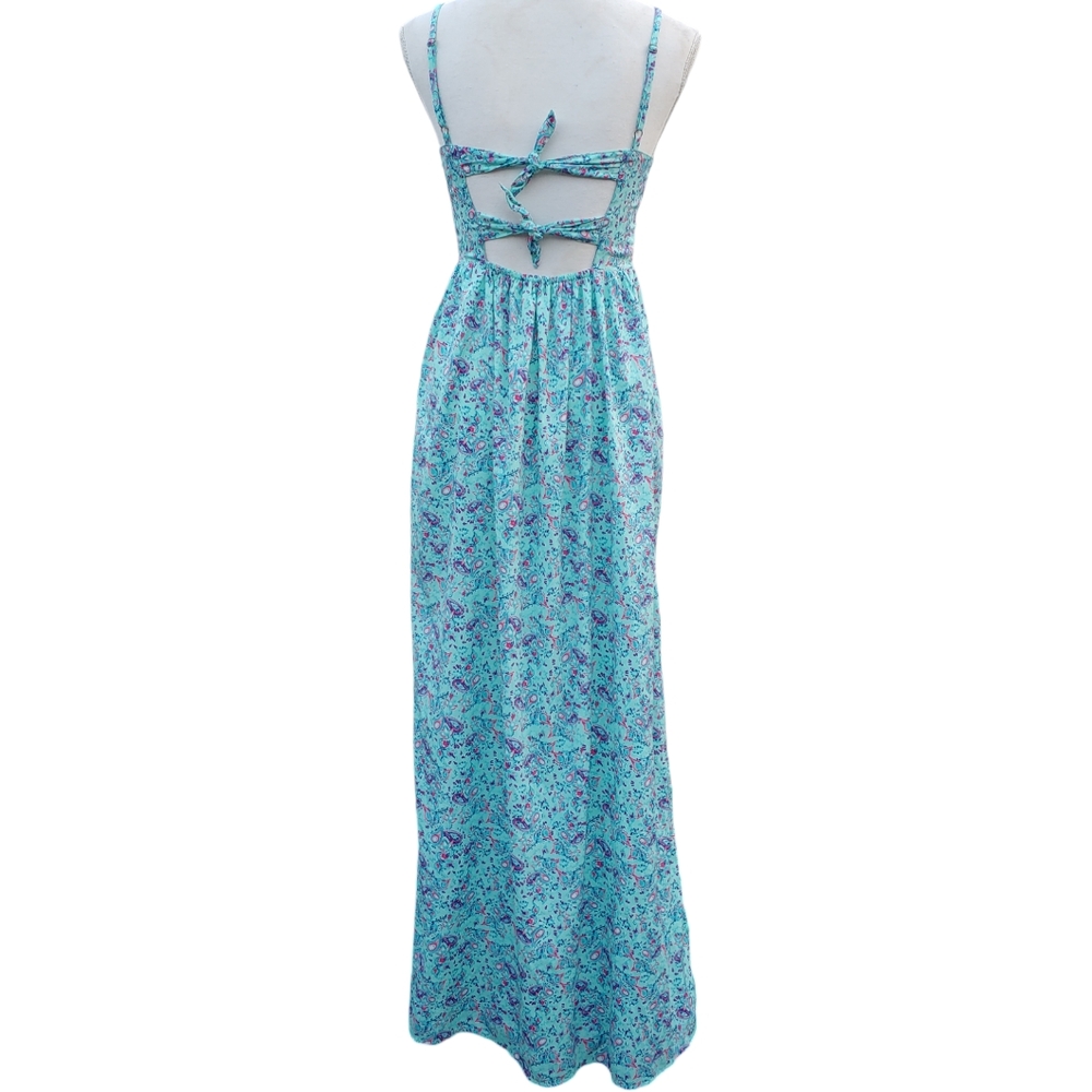 Arizona Jeans Co Maxi Dress Spaghetti Straps Double Tie Back Split Side … - Picture 4 of 11